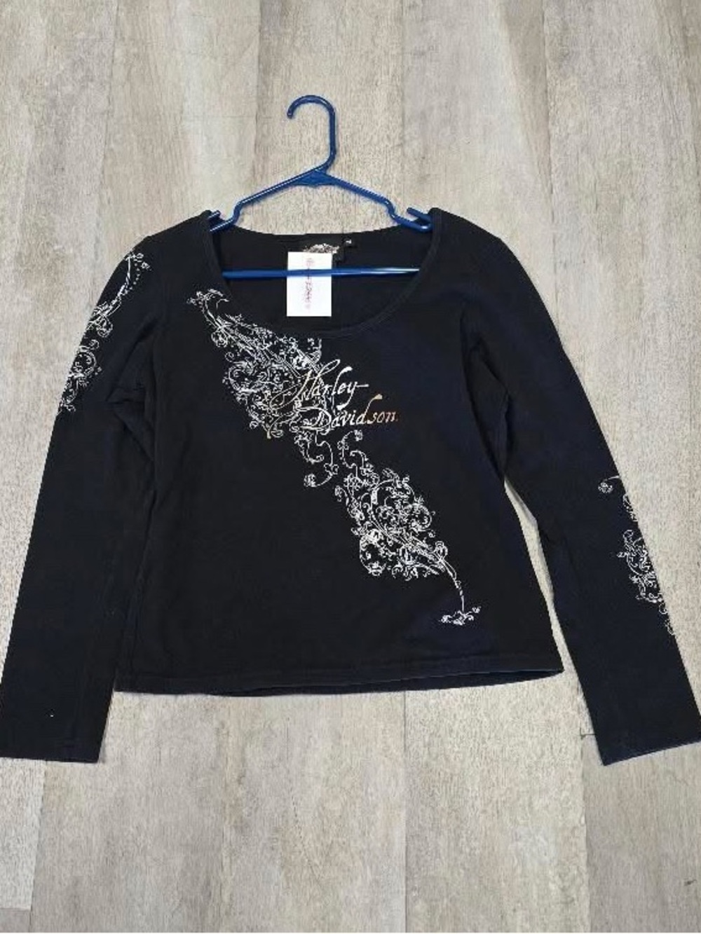 Vintage Harley Davidson long sleeve shirt with gold metal embellishments